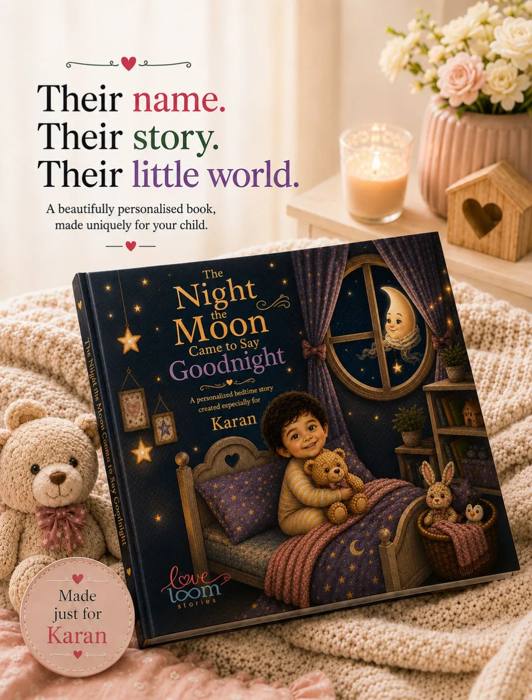 The Night the Moon Came to Say Goodnight personalised hardcover storybook